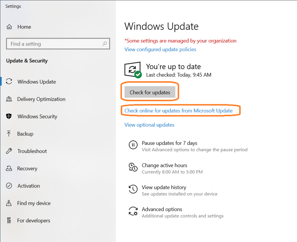 Check for Windows Updates: