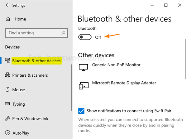 2. Manually Turn Off Bluetooth on Your Laptop: