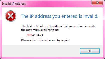 Incorrect IP Address: