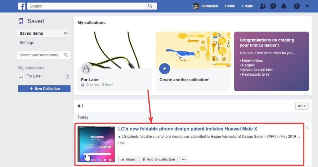 Understanding Facebook Bookmarks: